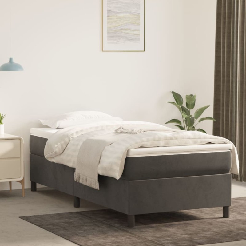 vidaXL Cama box spring con colchón terciopelo gris oscuro 80x200 cm vidaXL Cama box spring con colchón terciopelo gris oscuro 80x200 cm
