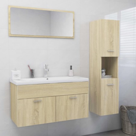 vidaXL Juego de muebles de baño madera de ingeniería roble Sonoma