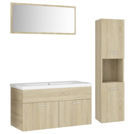 vidaXL Juego de muebles de baño madera de ingeniería roble Sonoma
