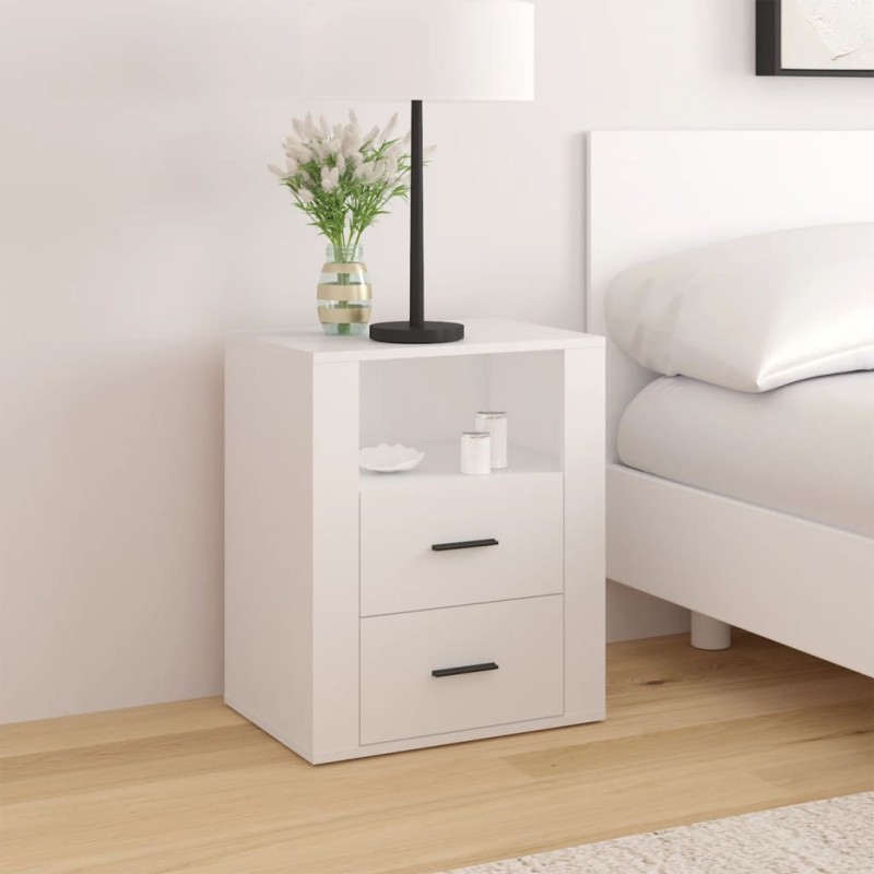 vidaXL Mesita de noche madera contrachapada blanco 50x36x60 cm