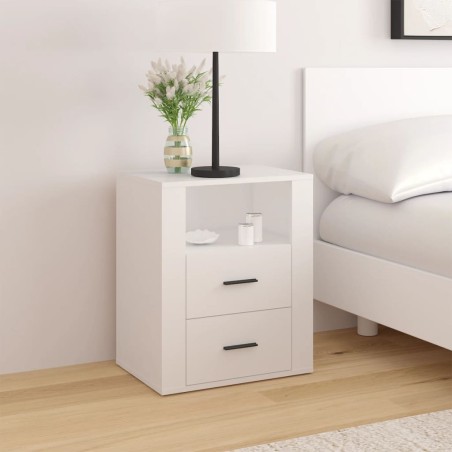 vidaXL Mesita de noche madera contrachapada blanco 50x36x60 cm