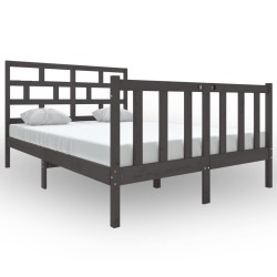 vidaXL Estructura de cama de madera maciza de pino gris 140x190 cm