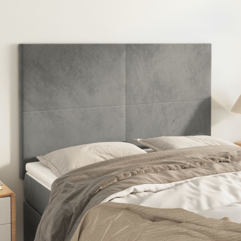 vidaXL Cabeceros 4 unidades terciopelo gris claro 72x5x78/88 cm vidaXL Cabeceros 4 unidades terciopelo gris claro 72x5x78/88 cm