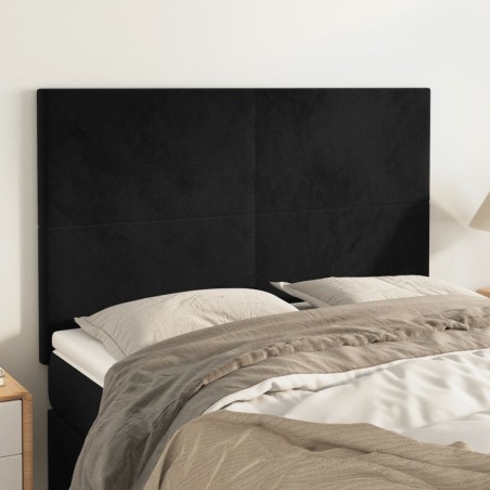 vidaXL Cabeceros 4 unidades terciopelo negro 72x5x78/88 cm