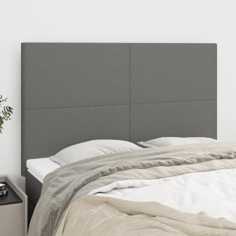 vidaXL Cabeceros 4 unidades tela gris oscuro 72x5x78/88 cm vidaXL Cabeceros 4 unidades tela gris oscuro 72x5x78/88 cm