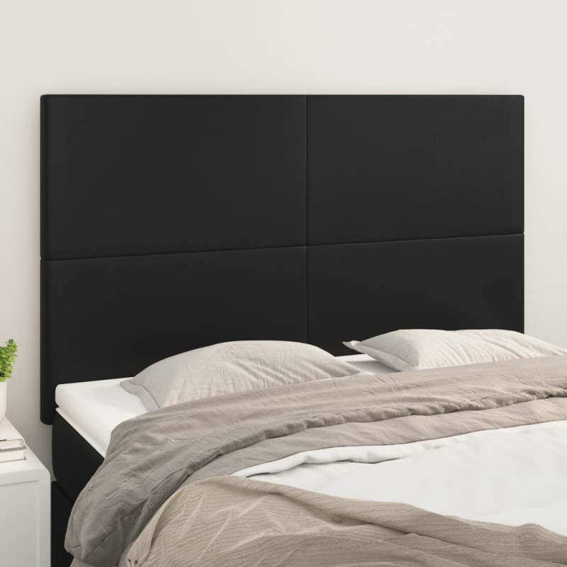 vidaXL Cabeceros 4 unidades cuero sintético negro 72x5x78/88 cm vidaXL Cabeceros 4 unidades cuero sintético negro 72x5x78/88 cm
