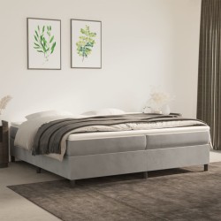 vidaXL Cama box spring con colchón terciopelo gris claro 200x200 cm