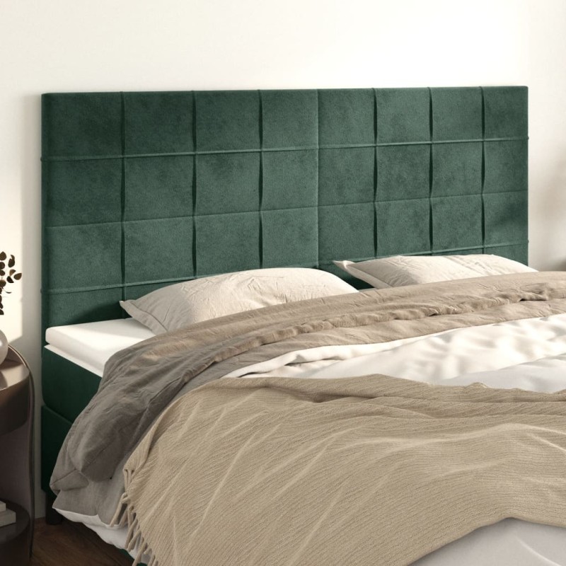 vidaXL Cabeceros 4 unidades de terciopelo verde oscuro 90x5x78/88 cm vidaXL Cabeceros 4 unidades de terciopelo verde oscuro 90x5x78/88 cm