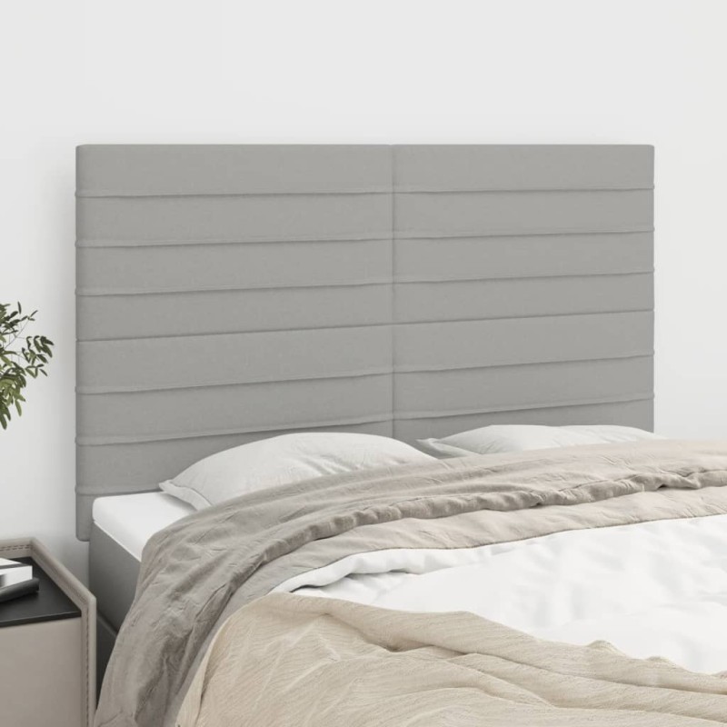 vidaXL Cabeceros 4 unidades tela gris claro 72x5x78/88 cm vidaXL Cabeceros 4 unidades tela gris claro 72x5x78/88 cm