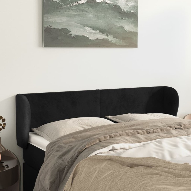 vidaXL Cabecero de terciopelo negro 147x23x78/88 cm vidaXL Cabecero de terciopelo negro 147x23x78/88 cm