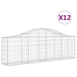 vidaXL Cestas de gaviones 12 uds forma de arco hierro 200x30x60/80 cm