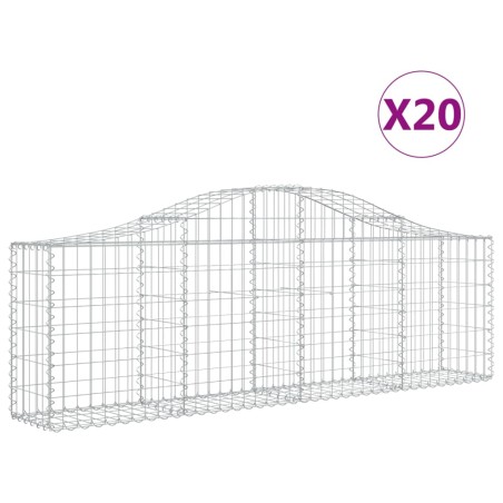 vidaXL Cestas de gaviones 20 uds forma de arco hierro 200x30x60/80 cm