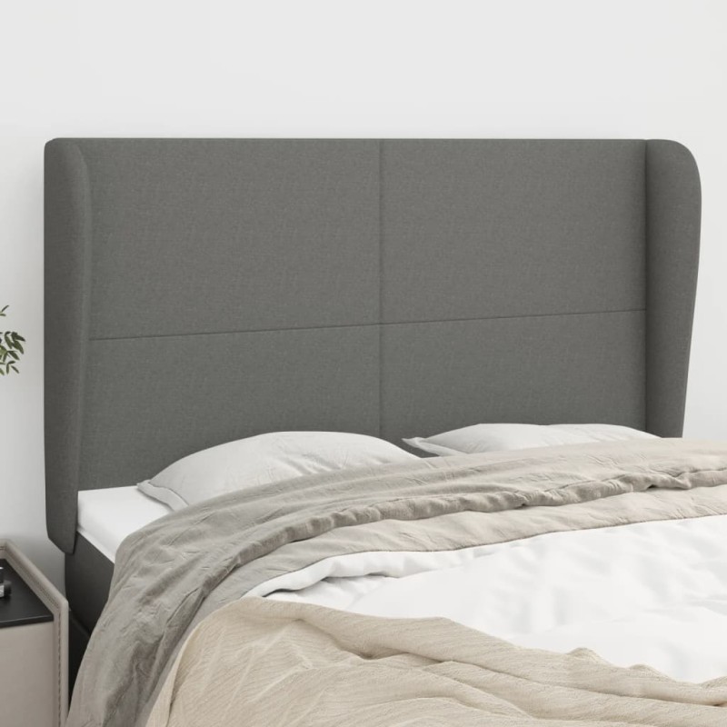 vidaXL Cabecero con orejas de tela gris oscuro 147x23x118/128 cm vidaXL Cabecero con orejas de tela gris oscuro 147x23x118/128 cm