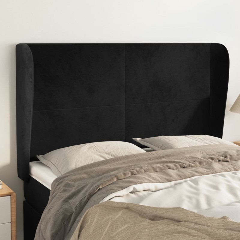 vidaXL Cabecero con orejas de terciopelo negro 147x23x118/128 cm vidaXL Cabecero con orejas de terciopelo negro 147x23x118/128 cm
