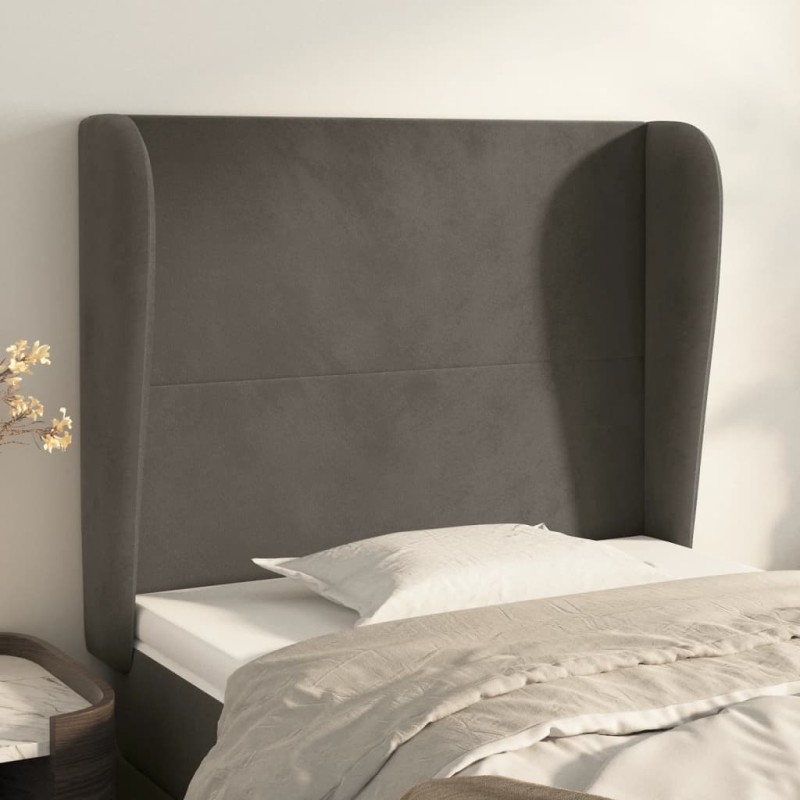 vidaXL Cabecero con orejas de terciopelo gris oscuro 83x23x118/128 cm vidaXL Cabecero con orejas de terciopelo gris oscuro 83x23x118/128 cm