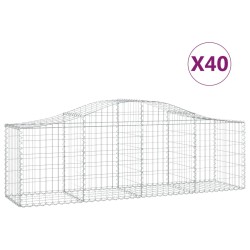 vidaXL Cestas de gaviones 40 uds forma de arco hierro 200x50x60/80 cm