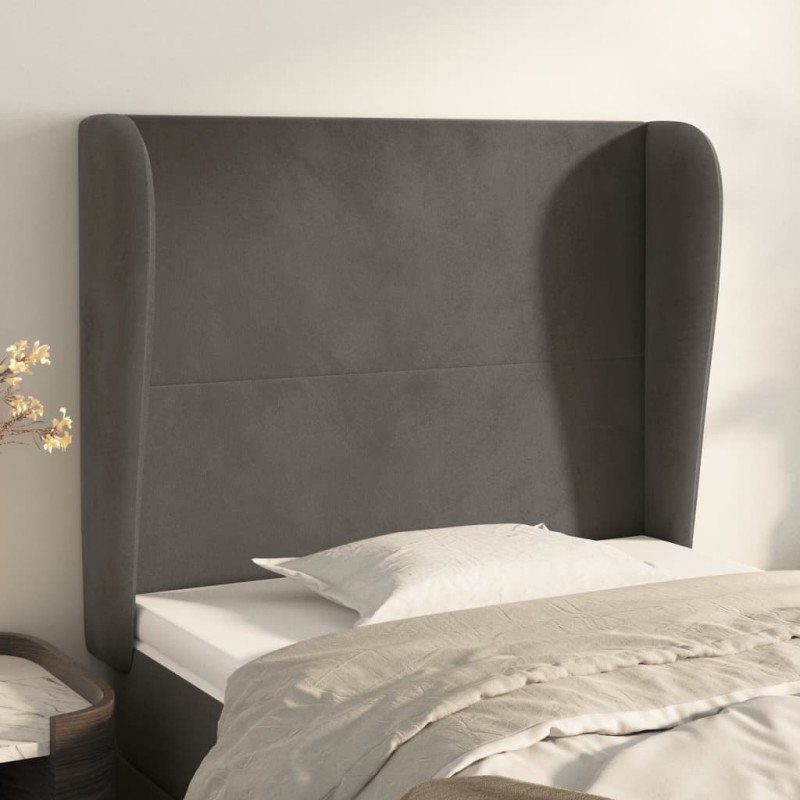 vidaXL Cabecero con orejas de terciopelo gris oscuro 93x23x118/128 cm vidaXL Cabecero con orejas de terciopelo gris oscuro 93x23x118/128 cm