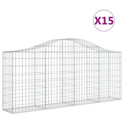vidaXL Cestas de gaviones 15 uds forma de arco hierro 200x30x80/100 cm