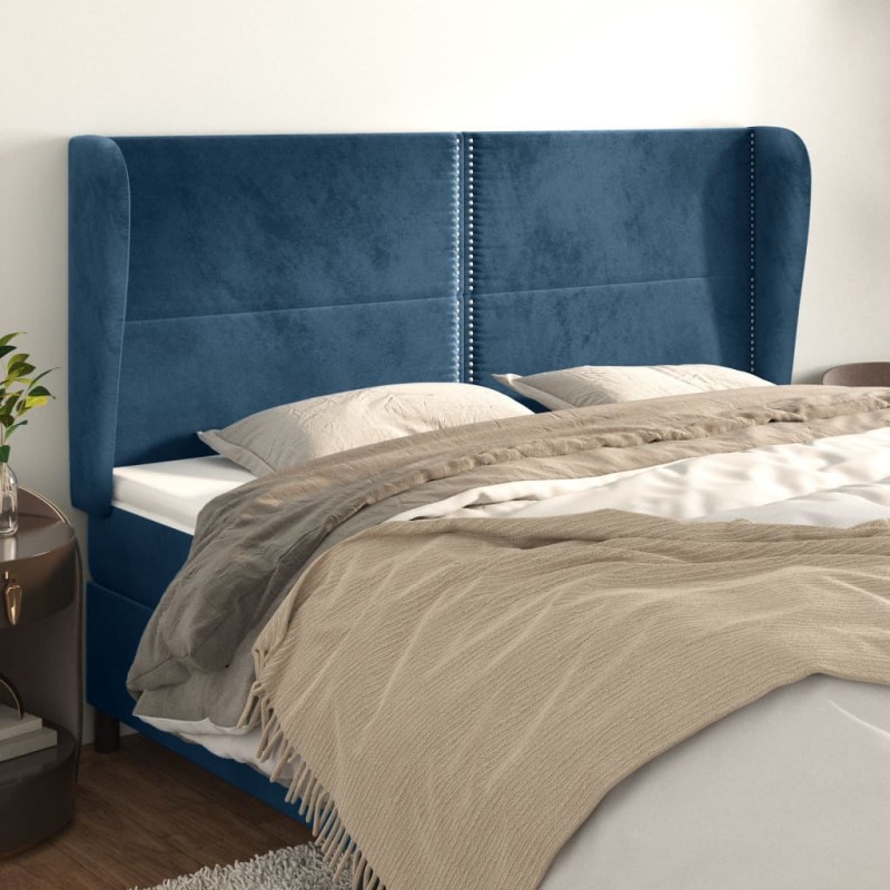 vidaXL Cabecero con orejas de terciopelo azul oscuro 163x23x118/128 cm vidaXL Cabecero con orejas de terciopelo azul oscuro 163x23x118/128 cm