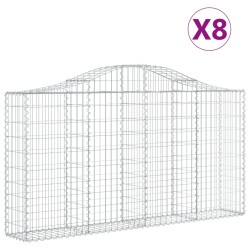 vidaXL Cestas de gaviones 8 uds forma de arco hierro 200x30x100/120 cm