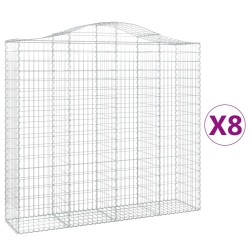 vidaXL Cestas de gaviones 8 uds forma de arco hierro 200x50x180/200 cm