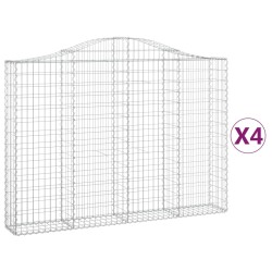 vidaXL Cestas gaviones 4 uds forma de arco hierro 200x30x140/160 cm