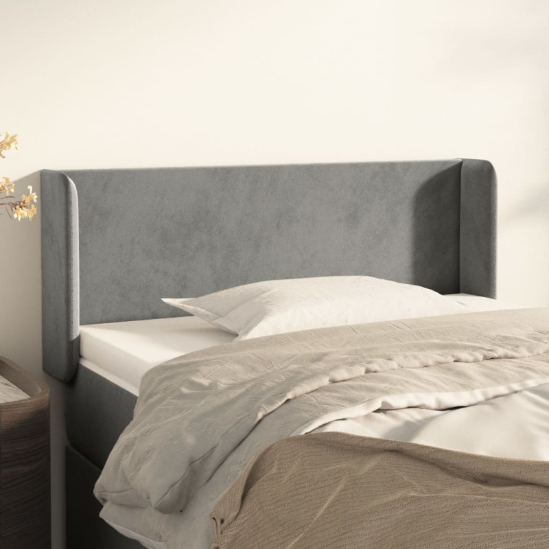 vidaXL Cabecero de terciopelo gris claro 83x16x78/88 cm vidaXL Cabecero de terciopelo gris claro 83x16x78/88 cm