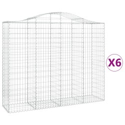 vidaXL Cestas de gaviones 6 uds forma de arco hierro 200x50x160/180 cm