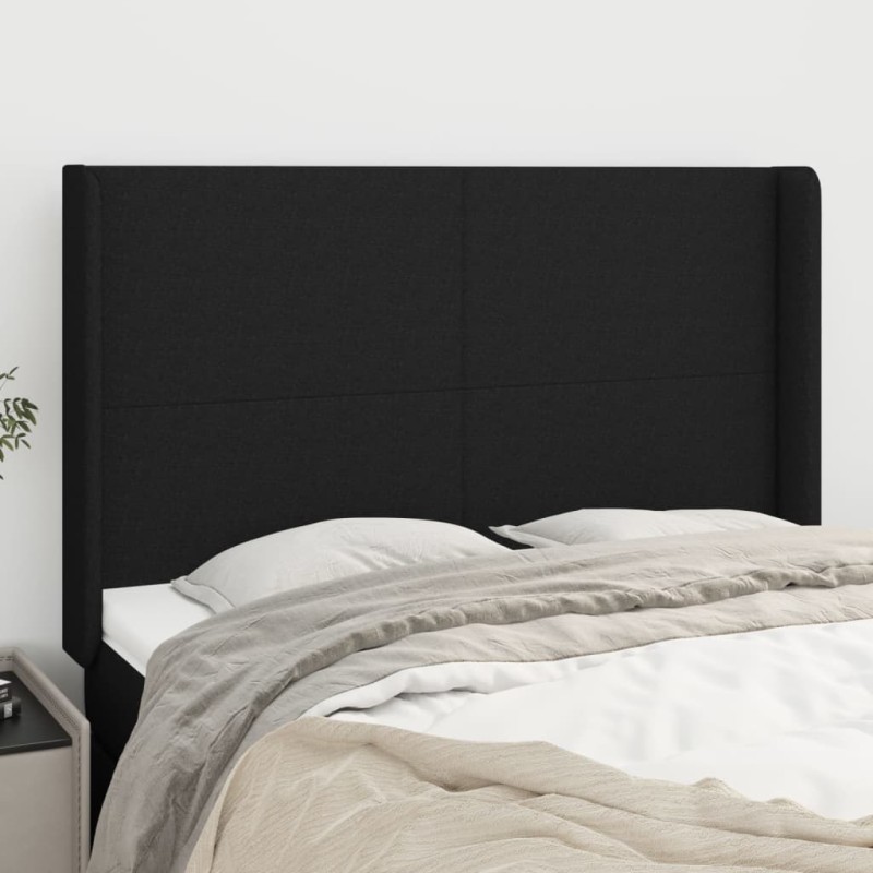 vidaXL Cabecero con orejas de tela negro 147x16x118/128 cm vidaXL Cabecero con orejas de tela negro 147x16x118/128 cm