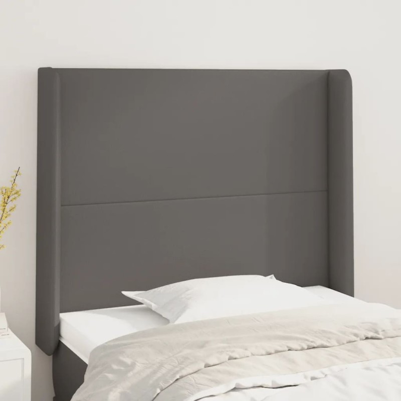 vidaXL Cabecero con orejas cuero sintético gris 93x16x118/128cm vidaXL Cabecero con orejas cuero sintético gris 93x16x118/128cm