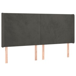 vidaXL Cabecero con orejas de terciopelo gris oscuro 183x16x118/128 cm