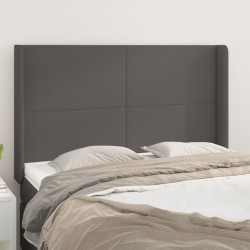 vidaXL Cabecero con orejas cuero sintético gris 147x16x118/128cm