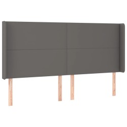 vidaXL Cabecero con orejas de cuero sintético gris 203x16x118/128 cm