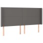 vidaXL Cabecero con orejas de cuero sintético gris 203x16x118/128 cm vidaXL Cabecero con orejas de cuero sintético gris 203x16x118/128 cm
