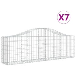 vidaXL Cestas de gaviones 7 uds forma de arco hierro 200x30x60/80 cm