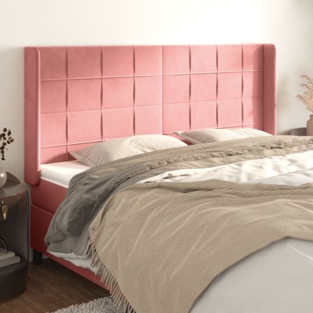 vidaXL Cabecero con orejas de terciopelo rosa 163x16x118/128 cm