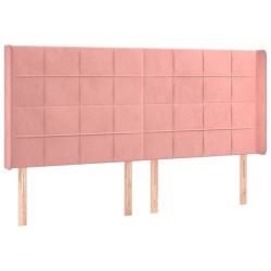 vidaXL Cabecero con orejas de terciopelo rosa 163x16x118/128 cm
