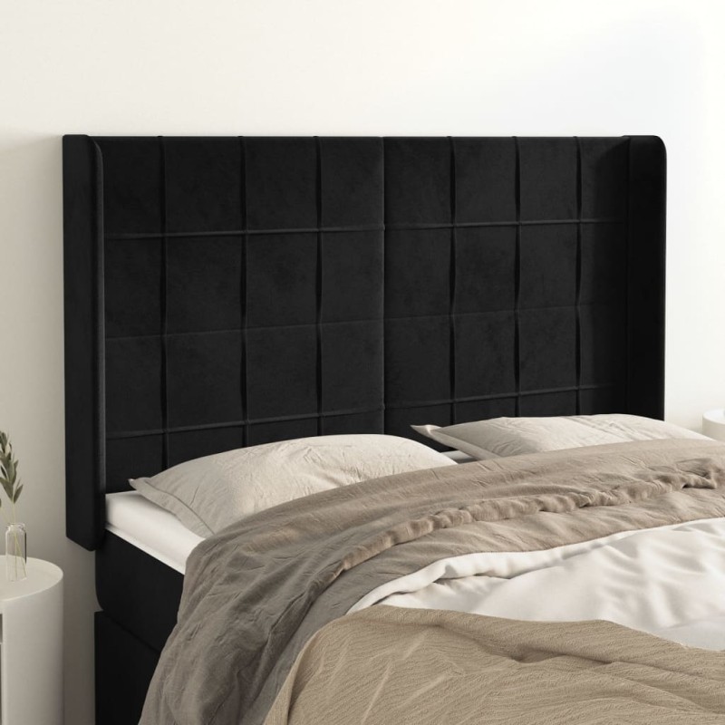vidaXL Cabecero con orejas de terciopelo negro 147x16x118/128 cm vidaXL Cabecero con orejas de terciopelo negro 147x16x118/128 cm