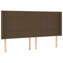 vidaXL Cabecero con orejas de tela marrón oscuro 203x16x118/128 cm