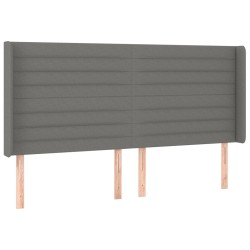 vidaXL Cabecero con orejas de tela gris oscuro 183x16x118/128 cm