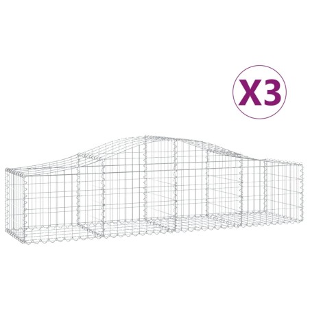 vidaXL Cestas de gaviones 3 uds forma de arco hierro 200x50x40/60 cm