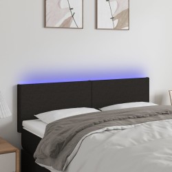 vidaXL Cabecero con LED de tela negro 144x5x78/88 cm