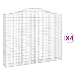 vidaXL Cestas gaviones 4 uds forma de arco hierro 200x30x160/180 cm
