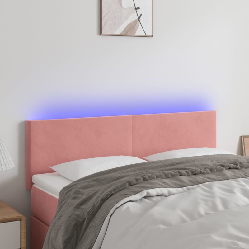 vidaXL Cabecero con LED de terciopelo rosa 144x5x78/88 cm vidaXL Cabecero con LED de terciopelo rosa 144x5x78/88 cm