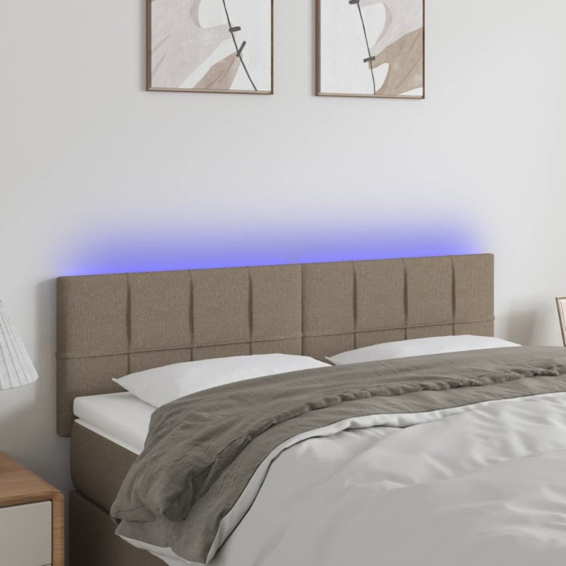 vidaXL Cabecero con LED de tela gris taupe 144x5x78/88 cm vidaXL Cabecero con LED de tela gris taupe 144x5x78/88 cm