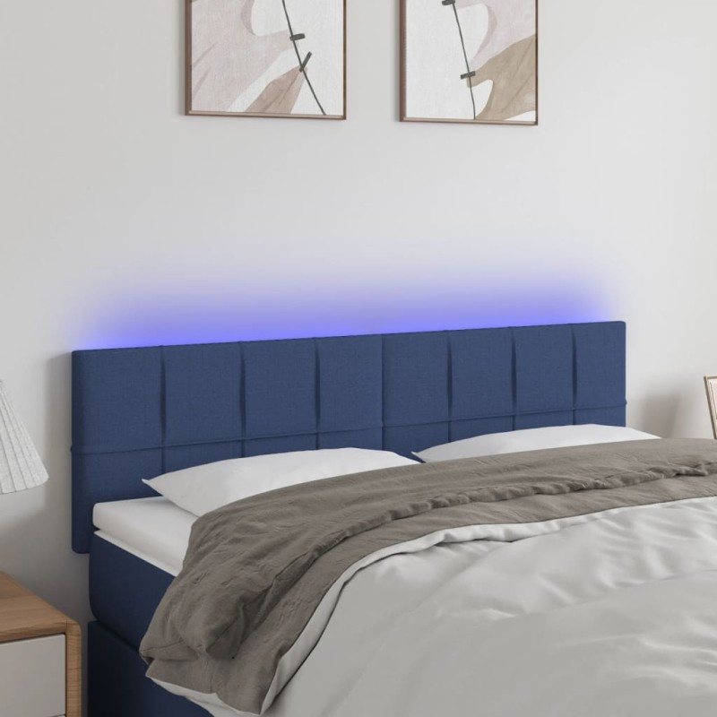 vidaXL Cabecero con LED de tela azul 144x5x78/88 cm vidaXL Cabecero con LED de tela azul 144x5x78/88 cm