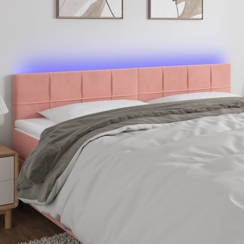 vidaXL Cabecero con LED de terciopelo rosa 180x5x78/88 cm vidaXL Cabecero con LED de terciopelo rosa 180x5x78/88 cm