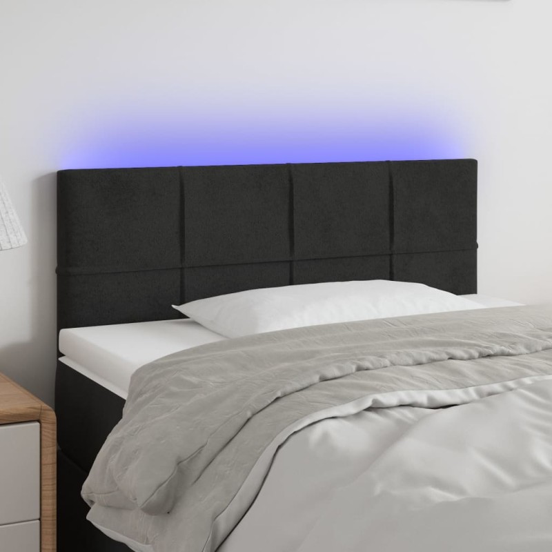 vidaXL Cabecero con LED de terciopelo negro 100x5x78/88 cm vidaXL Cabecero con LED de terciopelo negro 100x5x78/88 cm