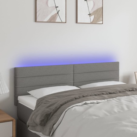 vidaXL Cabecero con LED de tela gris oscuro 144x5x78/88 cm