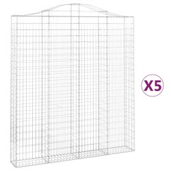 vidaXL Cestas de gaviones 5 uds forma de arco hierro 200x30x220/240 cm